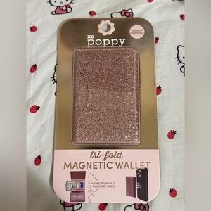 XO Poppy Pink Glitter Tri-Fold Magnetic Wallet
